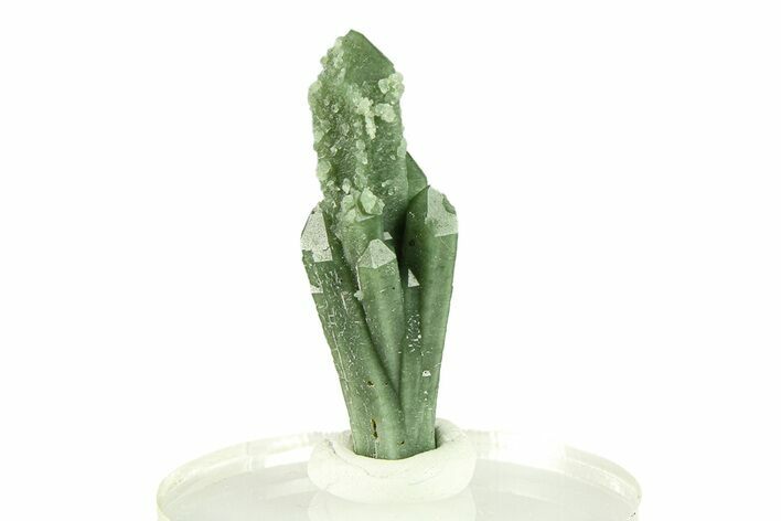 Green Hedenbergite Included Quartz Cluster - Mongolia #294220